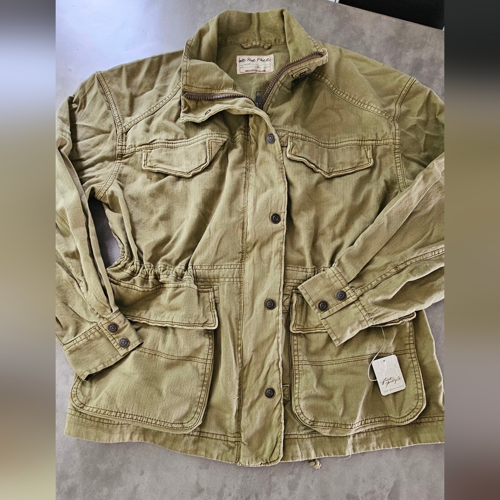 Free People Cargo Jacket In Olive Green Brand New With Tags - Picture 2 of 7
